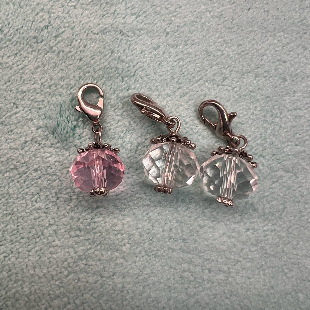 Chic Pink and Clear Crystal Necklace Charms